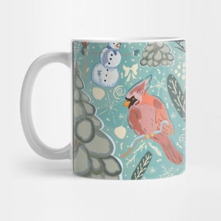 Cardinal and Snowman Mug